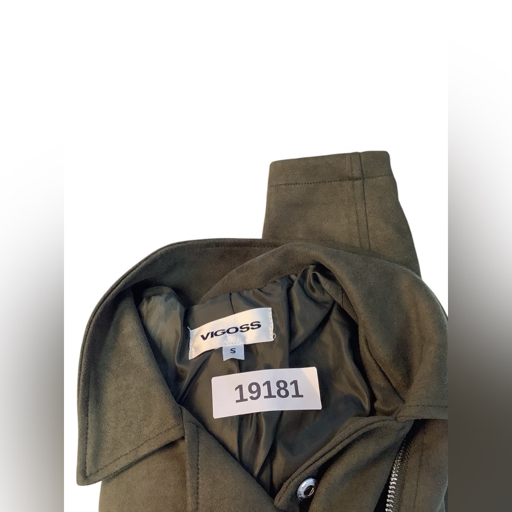 Vigoss Green Suede Moto Full Zip Asymmetrical Crop Jacket Womens Size S - Picture 10 of 10
